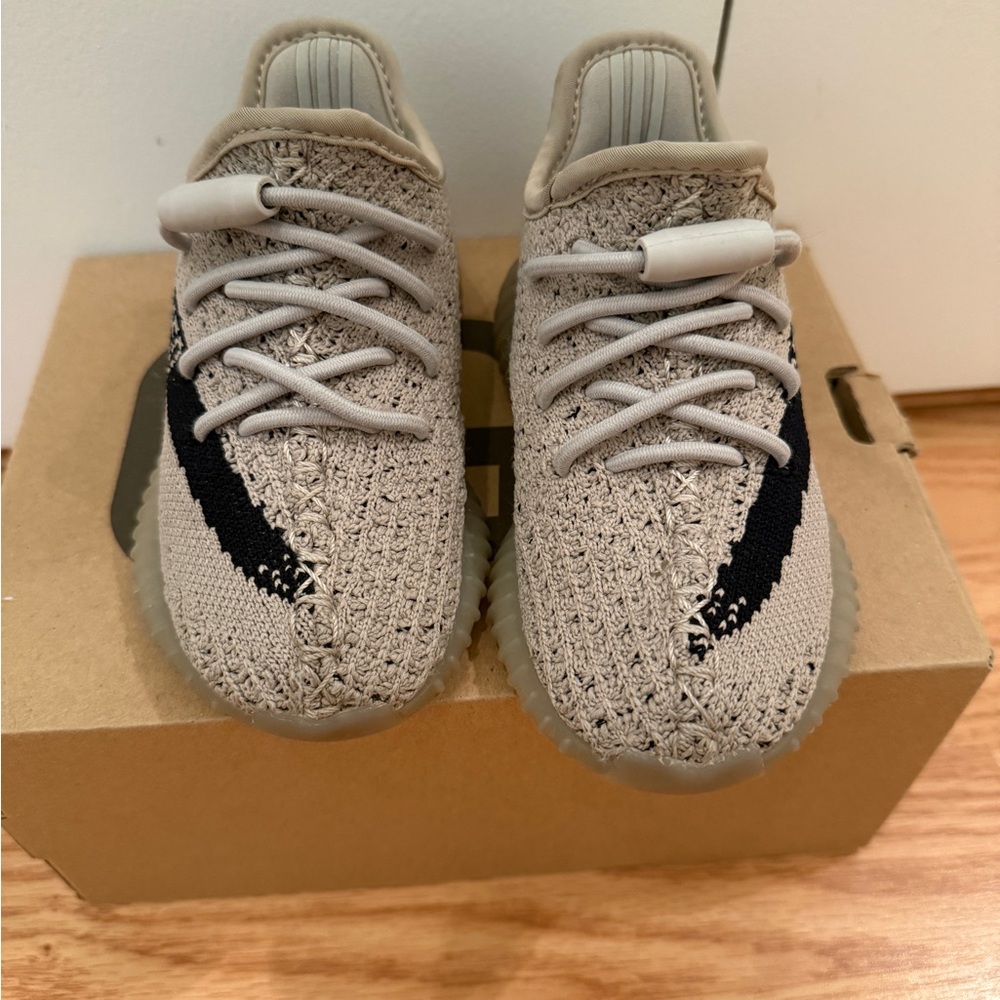 Yeezy Kids Beige and Black Sneakers